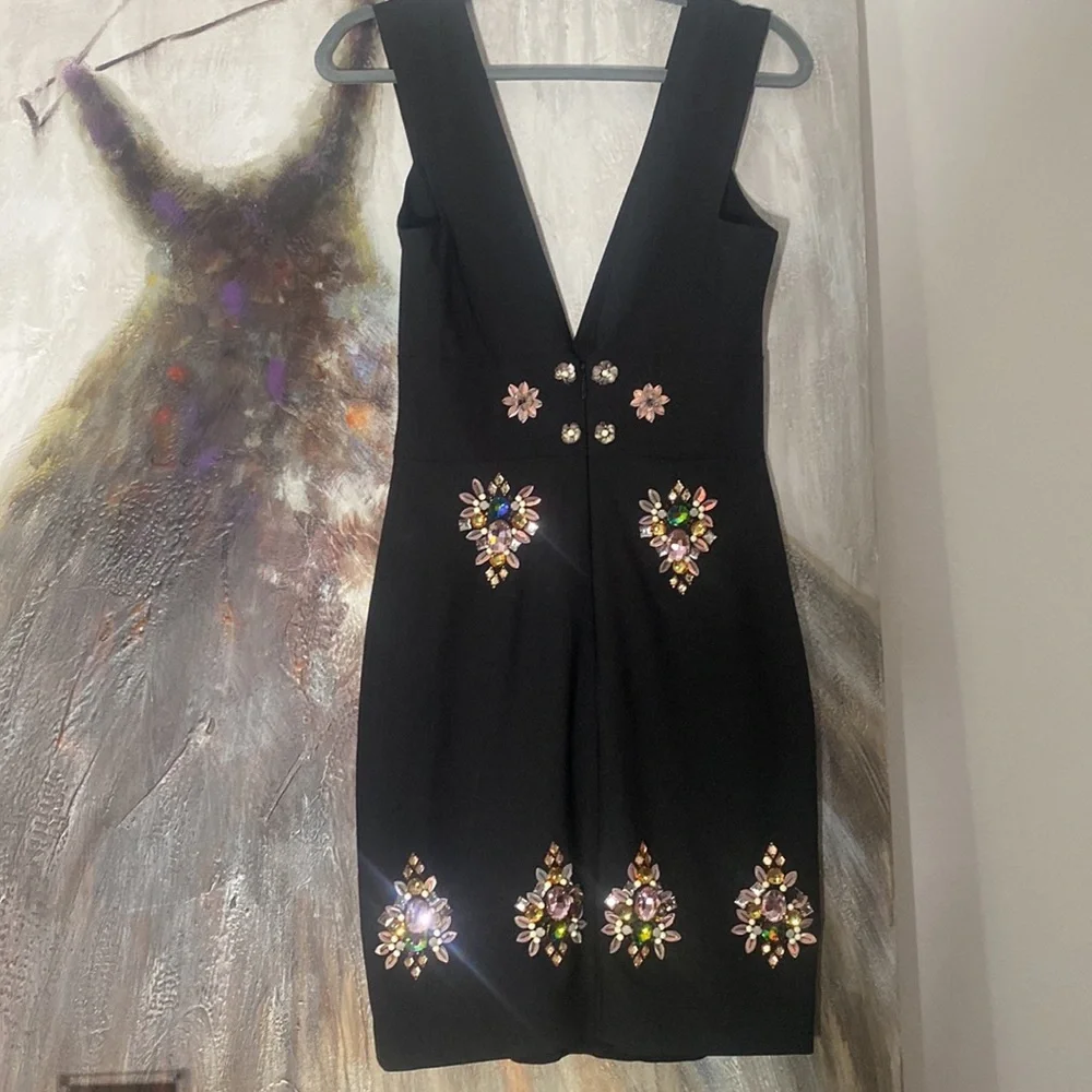 Nicole Miller Black Embellished Stone Dress - Picture 3 of 7